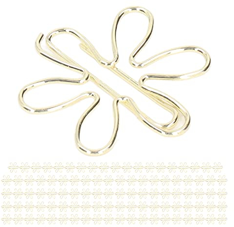 100 Stück Süße Goldene Mini-Papierklammern, Niedliche Goldene Blumen Büroklammern, Dekorative Blumenklammern Paperclips
