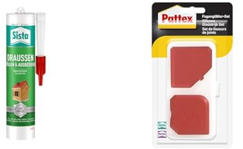 Bundle aus Sista Draussen, Kartusche, weiß, 280ml und Pattex Fugenglätter-Set, Blisterkarte, 1 Set
