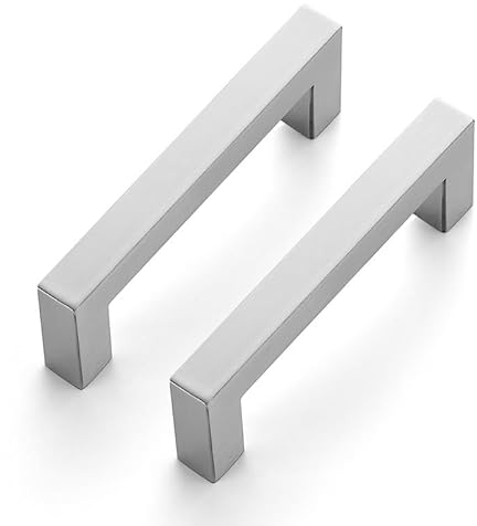 Ravinte 25 tiradores de armario de 96 mm, plateados, para armarios de cocina, armarios, tiradores cuadrados, para muebles, de acero inoxidable, para tiradores de cocina