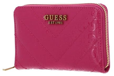 GUESS Jania Medium Zip Around Pink Einfarbig Reißverschluss Polyurethan Minimalistisch Geldbörse für Unisex-Erwachsene, Modebewusste, Weiblich, 6 Abteilungen, Logo