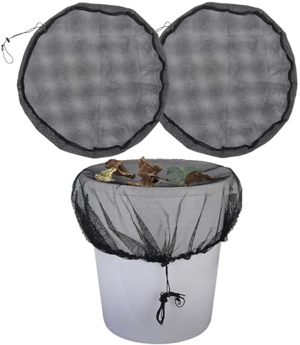 Mesh Cover for Rain Barrels,2 Pcs Rain Barrels Screen Water Bucket Covers with Drawstring,Rain Barrel Net Cover to Keep Leaves and Debris Out Rain Collection