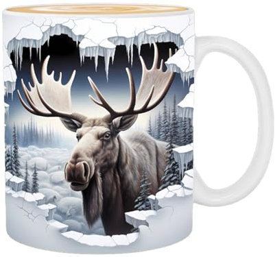 Opilroyn Elchförmige Tasse, Elch-Kaffeetasse, Elch-Form, festliches Elch-Design, Glas, dekorative Feiertagstasse, Winterurlaubstasse, spülmaschinenfest, Trinkbecher für Halloween, G