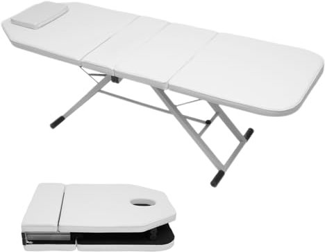UYRTOY Table de Massage,Table de Massage Pliante Professionnelle Lit de Massage Portable,Réglable en Hauteur avec Appuie-Tête,pour Salon de Massage Pieds,Santé,Beauté,Tatouage (Blanc)