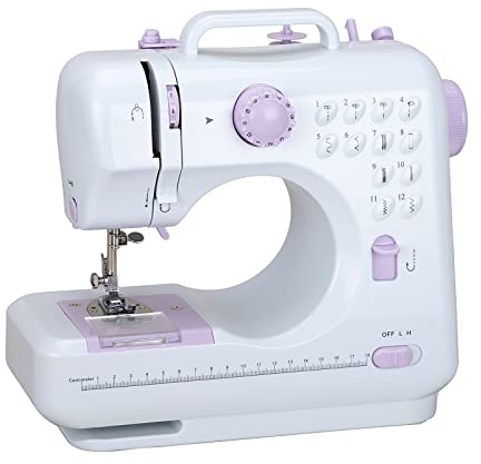 ZPSHYD 12 punti macchina da cucire per principianti bambini, mini macchina da cucire elettrica a doppio filo con spina europea (505A)