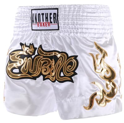 ARIASS Short MMA, Muay Thai, Arts Martiaux, Combat en Cage, BJJ, Boxe, Short de Combat Grappling pour Hommes Femmes Enfants(White 2,XXX-Large)