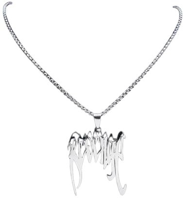 XLTEAM Lässige Halskette Anhänger Punk Broken Spiked Choker Halskette Damen/Herren Silber Farbe Anhänger Halsketten Schmuck Collier Lettre N3430S03 Party Schmuck Geburtstagsgeschenk
