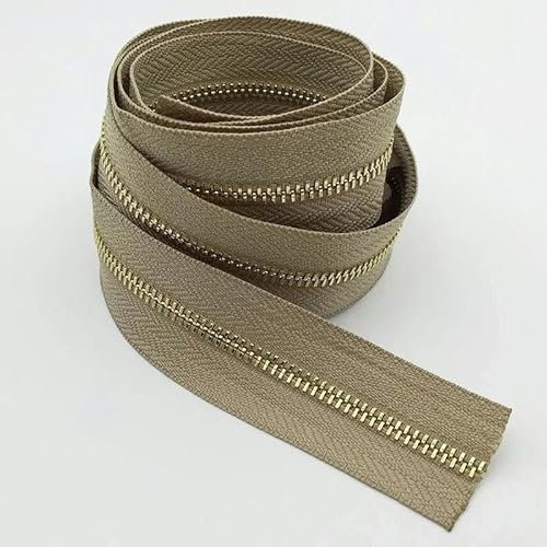 1/3 metri 3# Cerniere in metallo Cerniere con denti dorati per abbigliamento Kit di riparazione zip per borsa Indumento fai da te Cucire Zipper-14-3#-3 metri3pcsSilder