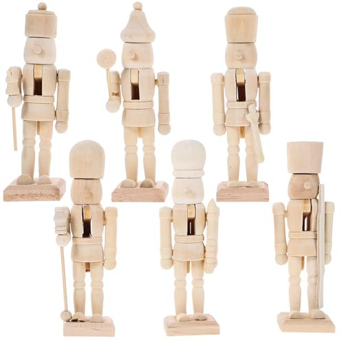 JOINPAYA 6pcs Blank Christmas Nutcracker Soldier: Wooden DIY Nutcracker Ornament Blank Nutcracker for Christmas Decor Wooden Craft