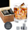Amosking Regalo di compleanno per uomini, vintage 1985, set di bicchieri da whisky, scatola di legno, pietre per whisky, poster di anniversario per sottobicchieri, idee regalo di compleanno per lui,