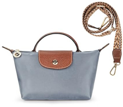 DOMAT Crossbody Tasche für Frauen, Chic leichte Geldbörse mit Leder Top-Griff, kompakte Clutch Bag, Schulter Handtasche (Splitter grau)