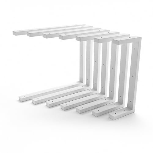 HEVVA Lot de 2 supports de lavabo double 20/25/30/35/40/45 cm - LAHN - Support de lavabo à poser, supports pour charges lourdes, console murale, plateau de lavabo sous comptoir - Blanc, 15 cm