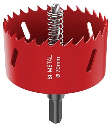 ⛬ DURI Bi-Metal Hole Saw 70mm with Arbor & Pilot Bit | Smooth Fast Cutting, For Wood, Plywood, Plastic, Drywall, Thin Metal Sheets