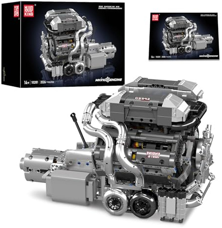 Mould King 10201 Supercar Building Blocks, W16 Kit modello trasmissione motore, scala 1:8, set di mattoni per auto sportive, regalo da costruzione per adulti e ragazzi (2024 pezzi)