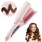 Rizador Pelo Ondas de 2 Barriles, 32mm Rizador de Pelo con 4 Temperaturas Ajustables Rizos Grandes Rizador de Rollos de Huevo Rizador Pelo Ondulador de Pelo Ondulador de Pelo de Cerámica (Rosa)