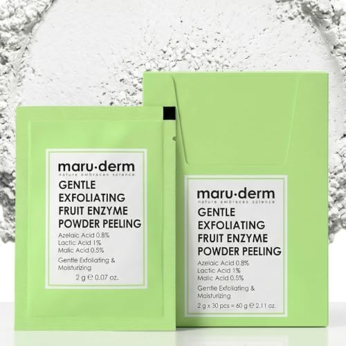 Maruderm Sanftes Exfolierendes Puder mit Fruchtenzymen – Glättendes Gesichtspeeling mit Natürlichen Enzymen | Tiefenreinigung & Strahlender Teint, 60 g