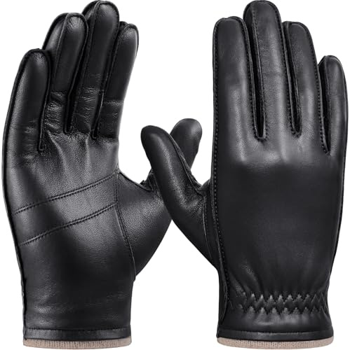 GSG SINCE 1998 Winterhandschuhe Herren aus Schafsleder gefüttert Schwarz M