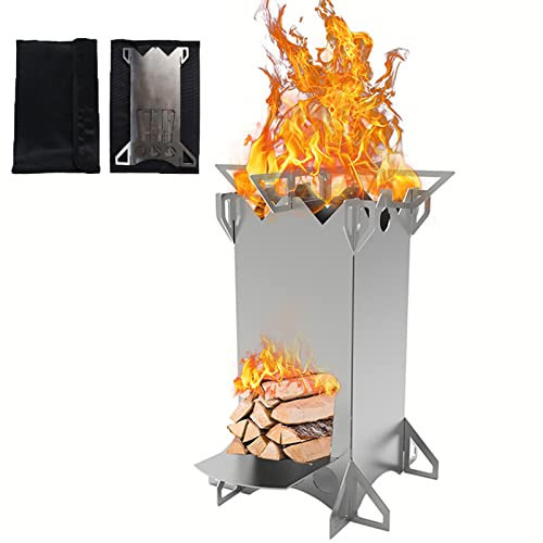 Stufa a legna a razzo per campeggio, escursionismo, camper e sopravvivenza, kit con manici