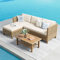 MFSTUDIO 5 Pieces Rattan Garden Furniture Set with Outdoor Coffee Table, Wicker Lounge Corner Sofa Set, Double Coffee Table for Extra Storage Space, Multiple crossbars to strengthen the support, Beige