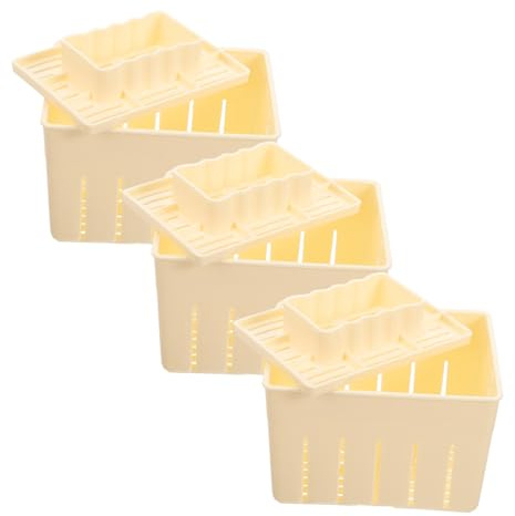 UTHCLO 3 Sets Tofu Press Mold Plastic Cheese Maker Home DIY Tofu Mould with Smooth Interior Easy-Remove Design Food-Safe Material for Vegan Cheese Pressing