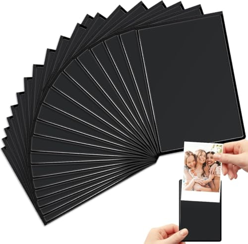 JNEYVIC 20 Stk Magnet Bilderrahmen Kühlschrank Magnetrahmen 9,3 x 6,3 cm | Fotomagnete Fototasche Magnetisch Fotohülle Kleine Magnetische Fotorahmen Bilderrahmen für Fotos Postkarten (Schwarz)