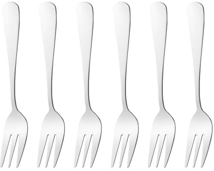 6 PCS Mini Fork, 5.43 Inch Stainless Steel Cutlery Table Forks Set for Home, Restaurant and Cake, Dessert, Pastry, Fruit, Salad