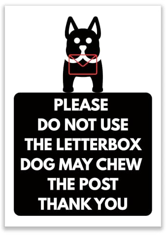 LP Lifestyle Please Do Not Use Letterbox Dog May Chew Post Sign – Durable Weatherproof Rust-Free Waterproof PVC Delivery Warning Sign for Outdoor Use No.428 (A4 (210mm x 297mm) – No Holes)