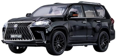LXGLYLOU Modello Auto Metallo Scala Replica Per Lexus LX570 SUV 1 18 Modello Di Auto In Metallo Con Suono E Luce Decorazione Per La Casa Regalo Compleanno Hobby Veicoli Giochi Set(Nero)