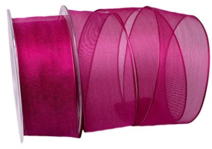 Christa-Bänder Organzaband pink 40mm mit Draht