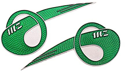 Set: 2x Plakette MZ Alu, geschwungen, klein - für MZ RT125/2, RT125/3