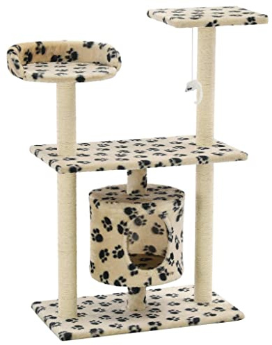 vidaXL Katzen-Kratzbaum Sisal 95 cm Beige Pfoten-Aufdruck
