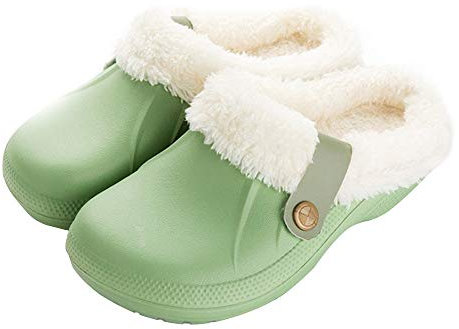 ZAPZEAL Damen Winter Clogs Warm Gefüttert Hausschuhe für Indoor Outdoor, Grün, 37/38 EU