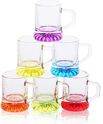 PLATINUX Shotgläser mit Henkel Set 2cl 6 Teilig Schnapskrug Partygläser aus Glas Schnapsgläser Mini Bierkrug Pinnchen