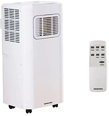Daewoo 7000 BTU Portable 3-in-1 Air Conditioning Unit with LED Display, Remote Control, 24hr Timer, 2 Fan Speed Settings for Home/Small Office-White [Energy Class A], COL1317