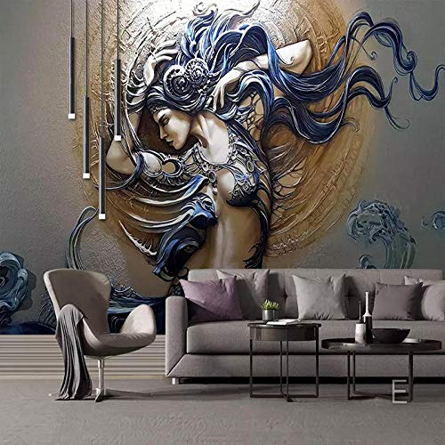 Muzemum Fototapete 3D Wandbild Medusa Cafe Wohnzimmer TV Hintergrund Wandmalerei Fresko Dekoration -118.11 x 82.67 inch/320cm x 210cm