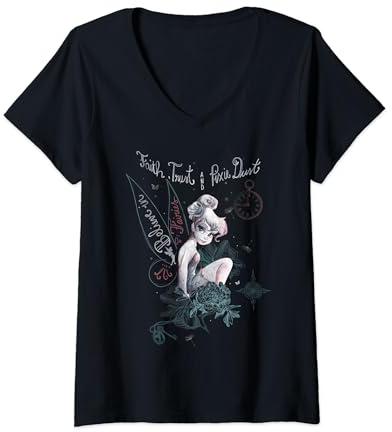 Disney Peter Pan Tinker Bell Believe Drawing T-Shirt avec Col en V