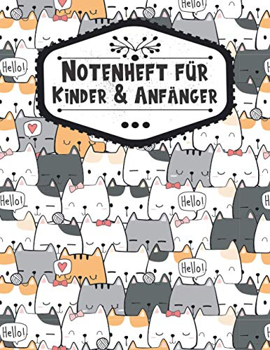 Notenheft für Kinder & Anfänger: Blanko Musik Notizbuch, Notenheft Din A4 hoch, 12 Notensysteme pro Seite, geschenke für musiker, 100 Seiten, großes A4-Format (21,59 x 27,94 cm), Hochglanzcover
