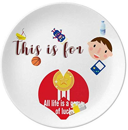 Film Words Life Game Luck Porcelain Plate Dinner Round Dish Boy Man