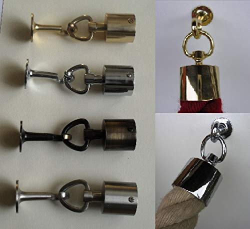 Messing Seilendkappe mit Ring und Haken Ø30 / Ø40 mm in diversen Farben Seilabschluss Seilkappe Handlaufseile (Für Ø30 mm Seil, verchromt silberfarbig)