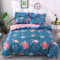 Loussiesd Flamingo Duvet Cover Tropical Animal Bedding Set Blue Pink Floral Comforter Cover for Girls Children Women Bedroom Decor Girly Flowers Bedspread Cover Double Size with 2 Pillow Case