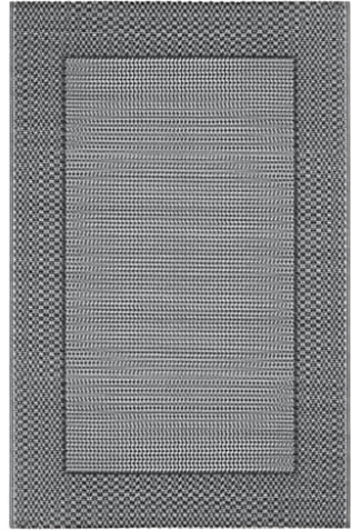 vidaXL Outdoor Teppich Zweischichtiger Jacquard Terrassenteppich Küchenteppich Außenteppich Indoor Balkon Terrasse Flur Küche Bad Grau 120x180cm PP
