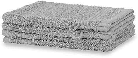 Merana Rome Waschlappen Set | saugstark, weich und fusselfrei | Frottier Waschhandschuhe in Luxus Qualität aus Schwerer Baumwolle 590 GSM (Dolphin Grey, 4 x Waschhandschuh (15x20cm))