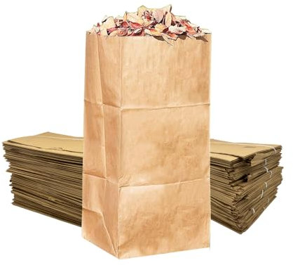Rocky Mountain Goods Lot de 5 sacs à déchets de jardin Grands sacs en papier marron de 19 litres pour courjardin Respectueux de l'environnement Sacs poubelles résistants à la déchirure 2