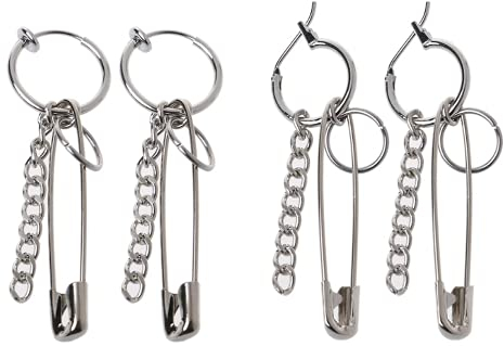 XIGAWAY Ohrringe in Form einer Sicherheitsnadel, geometrisch, lange Kette, Quaste, unregelmäßig, koreanischer Schmuck, Kunststoff,