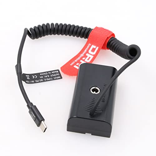 DRRI NP-F970 Dummy Battery to USB Type-C PD Power Cable for Atomos Ninja V Sony NP-F Batteries… (F970-usb C)