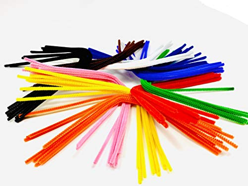 Chenilledraht | Pfeiffenputzerdraht | Biegedraht Plüsch im Sparset | Bastelset Kinder | ø 4 mm, 30 cm lang 100 Stück in 10 Farben | Pfeiffenreiniger Bastelbedarf Flaschenbürste Reinigungsbürste