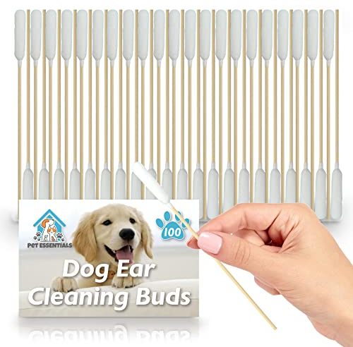 SOL 100pk Bulk Dog Ear Cleaning Buds, 15cm Durable and Gentle Ear Cleaning Buds, Soft Cotton Tips, Ideal for Pet Grooming, Veterinary Use, and Maintaining Healthy, Clean Ears for Dogs
