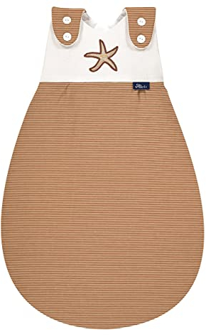 Alvi Baby-Mäxchen Außensack, Schlafsack mitwachsend, Baumwoll Schlafsack mit Strampelfreiheit, Babyschlafsack, Ganzjahresschlafsack (GOTS Starfish, 50/56)