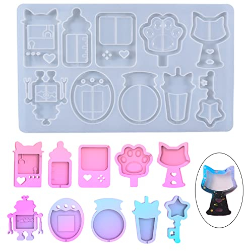 Stampi Shaker per Resina, Portachiavi Stampo in Silicone, Molds Quicksand Resin, per Fare Portachiavi, Ciondoli Fai Da Te, DIY Collana, Artigianato