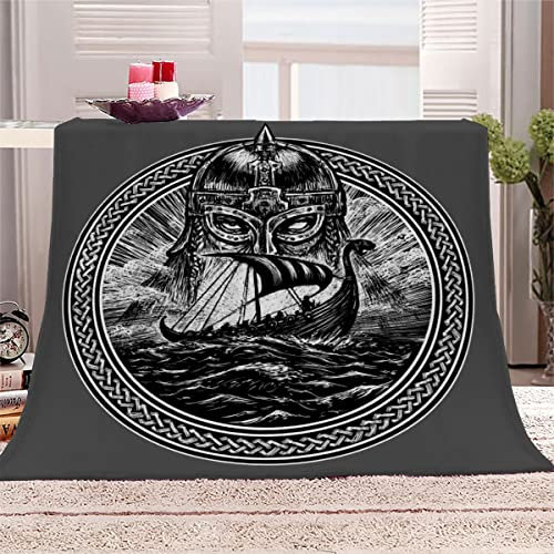 Kuscheldecke Erwachsene 180x220 cm Wikinger Weiche Flauschige Flanelldecke mit Muster 3D Effekt Decke Microfaser Wohndecke Odin, Nordische Mythologie Tagesdecke Sofadecke Couchdecke TV-Decken