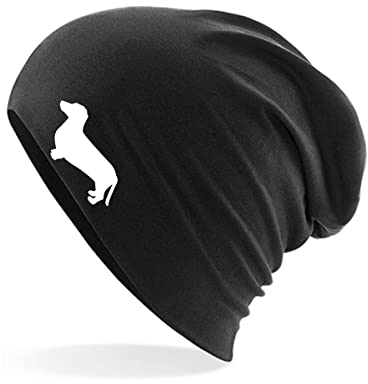 Huuraa Beanie Dackel Silhouette Geschenk Black Dackel Präsent